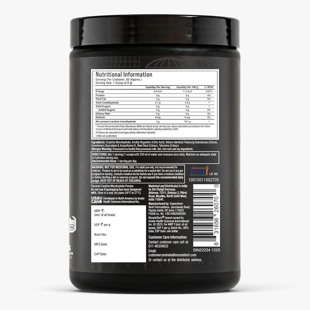 MuscleTech Platinum Creatine Micronized Powder | 83 Servings, Citrus Blast