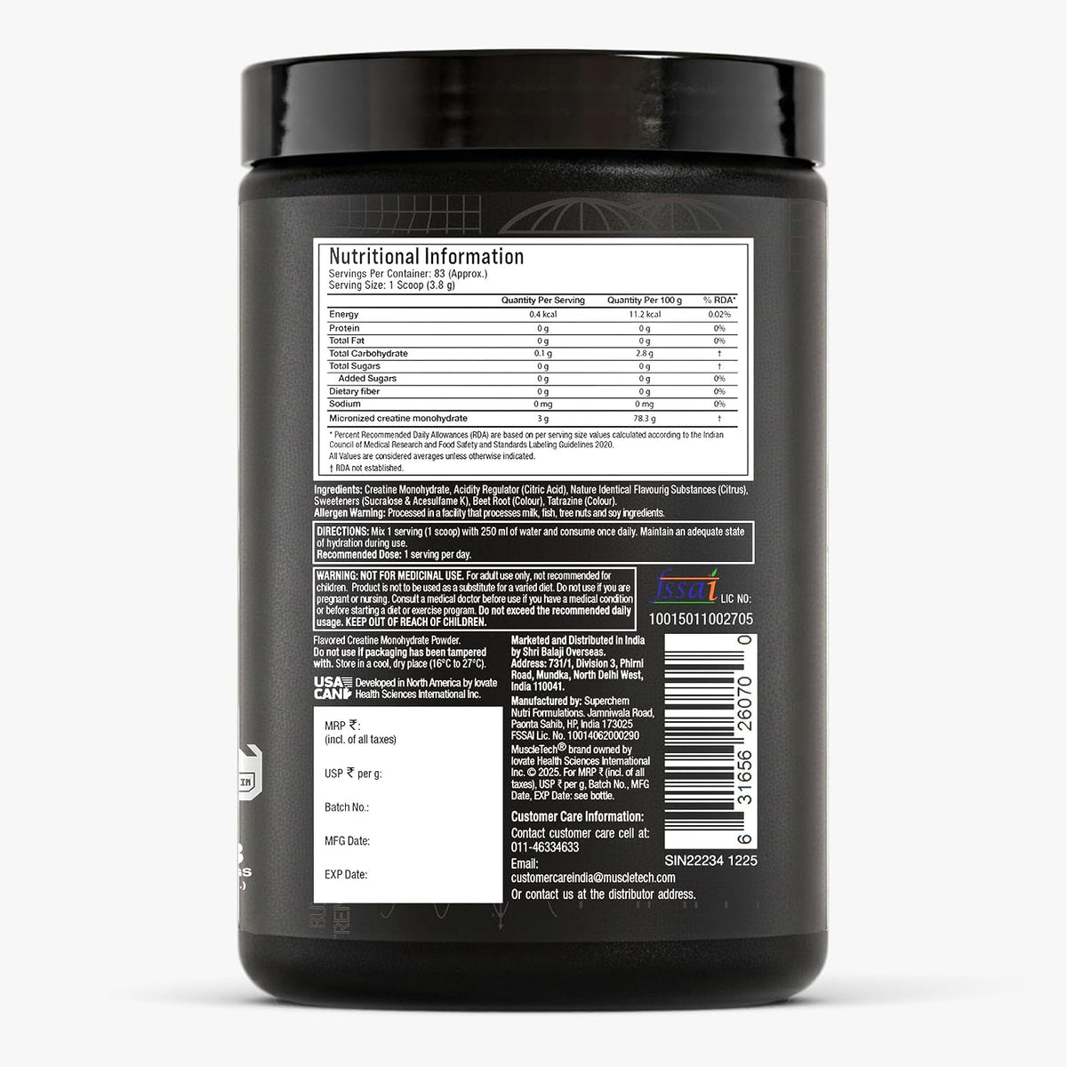 MuscleTech Platinum Creatine Micronized Powder | 83 Servings, Citrus Blast