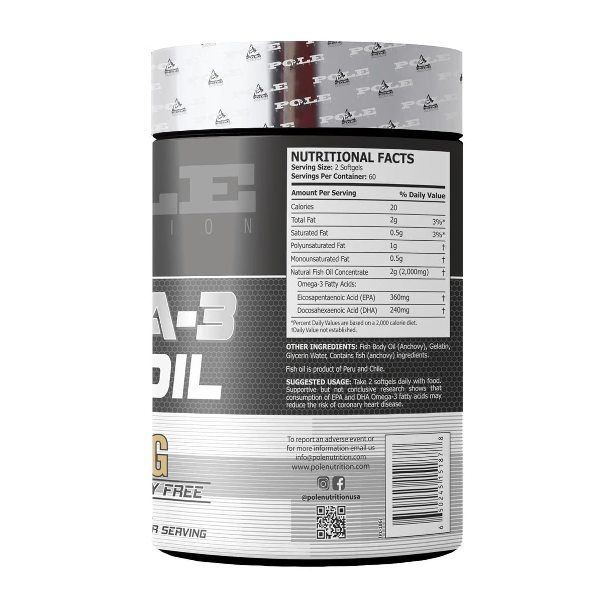 Pole Nutrition Omega-3 Fish Oil 1000mg - 120 Softgels