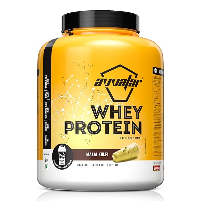 Avvatar WHEY PROTEIN | 2Kg | Malai Kulfi Flavour | 28g Protein | 57 Servings | Isolate & Concentrate Blend