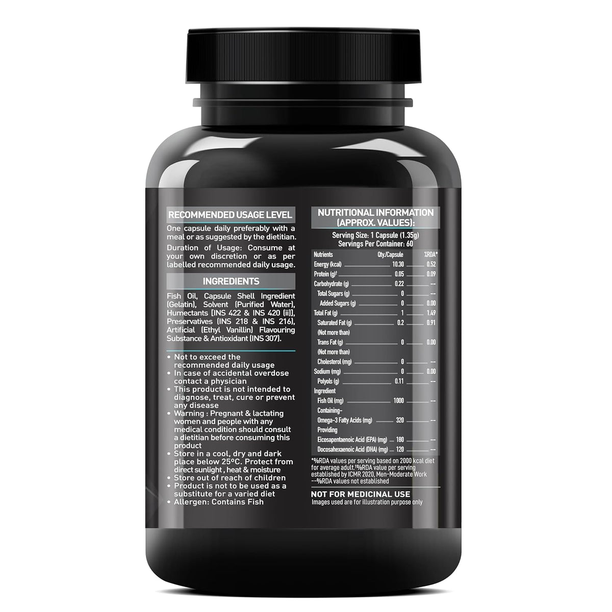 MuscleBlaze Omega 3 Fish Oil, 60 Capsules | 1000mg Omega 3 With 180mg EPA & 120mg DHA